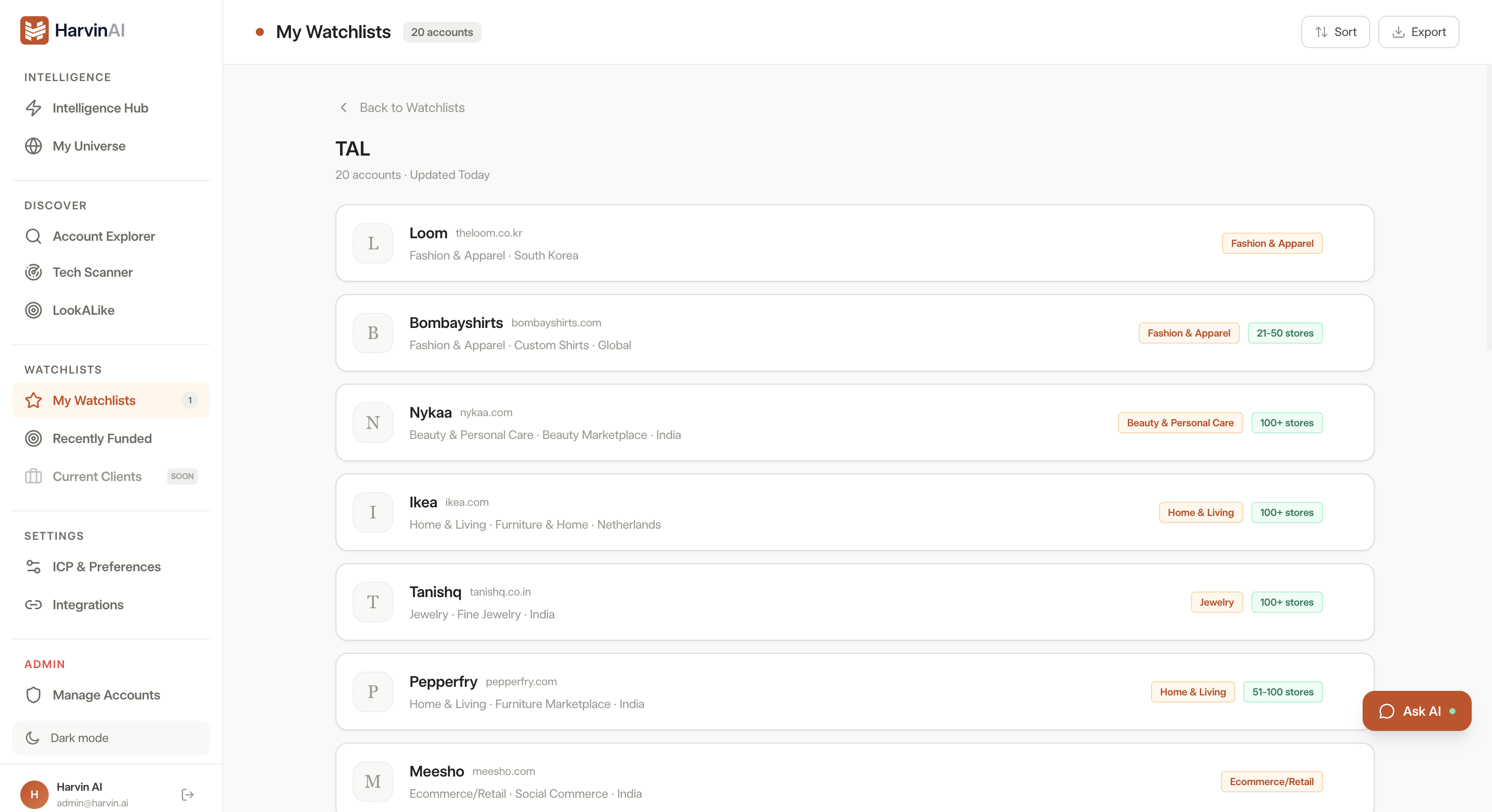 Watchlists — HarvinAI