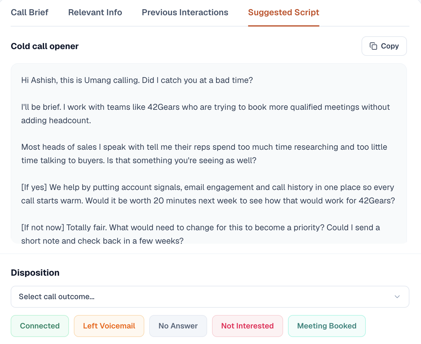 Suggested script talking points